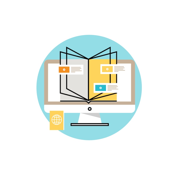 Free Vector book and computer on white background