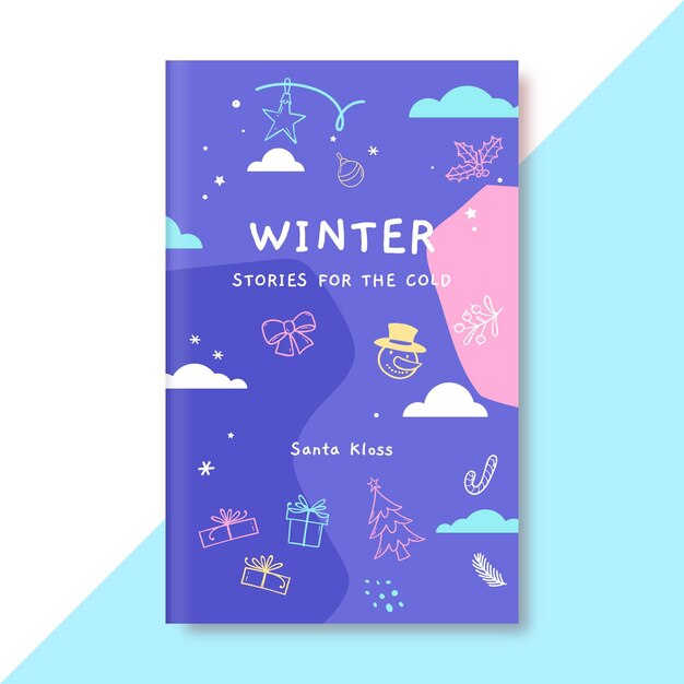 Book cover template of doodle colorful winter drawing