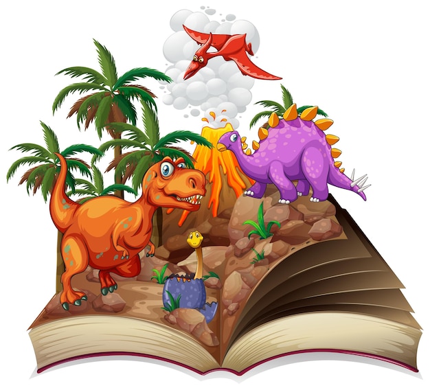 Book of dinosaur in the forest