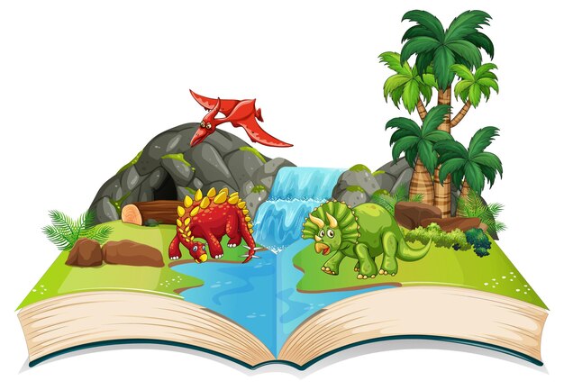 Книга динозавров в лесу