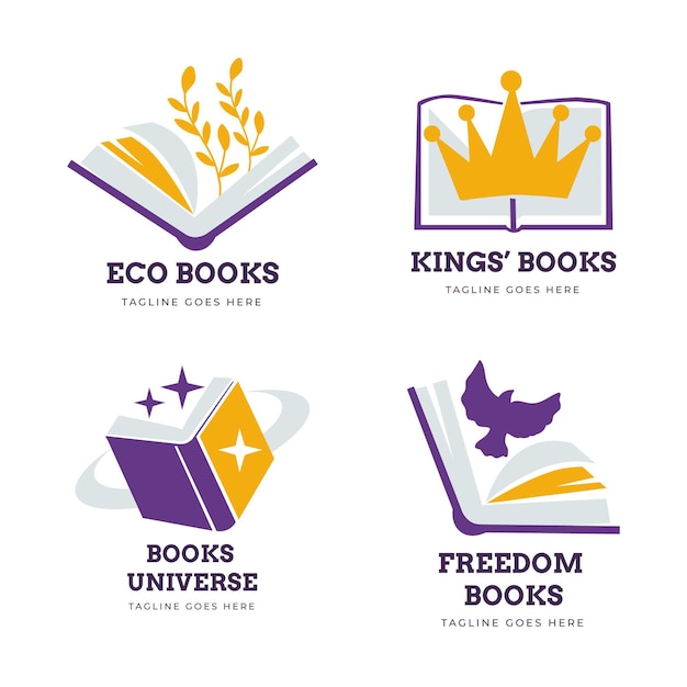 Бесплатное векторное изображение Коллекция шаблонов логотипов книги