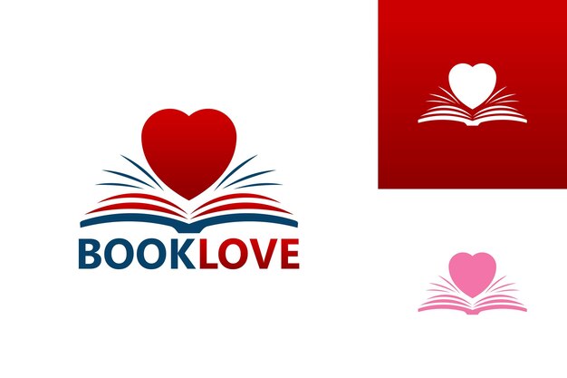 Book love logo template design vector, emblem, design concept, creative symbol, icon
