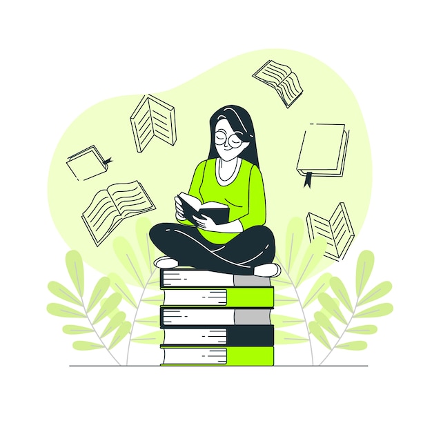 Free vector book lover concept illustration