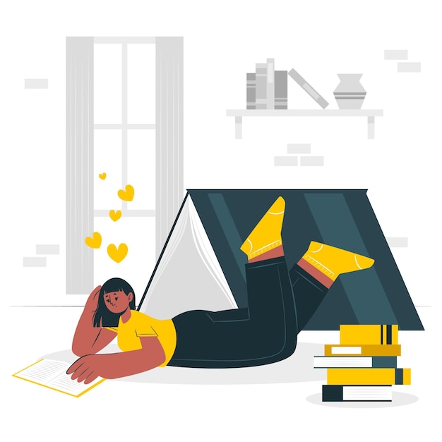 Free vector book lover concept illustration