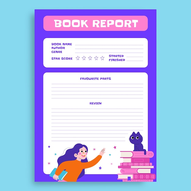 Free vector book report template design