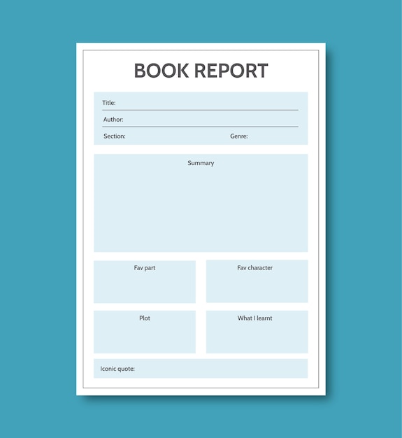 Free vector book report template design