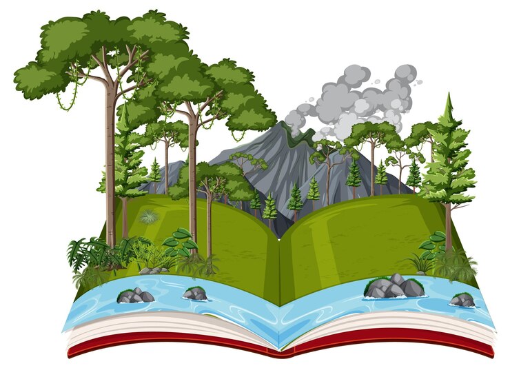 Free Vector book with forest scene