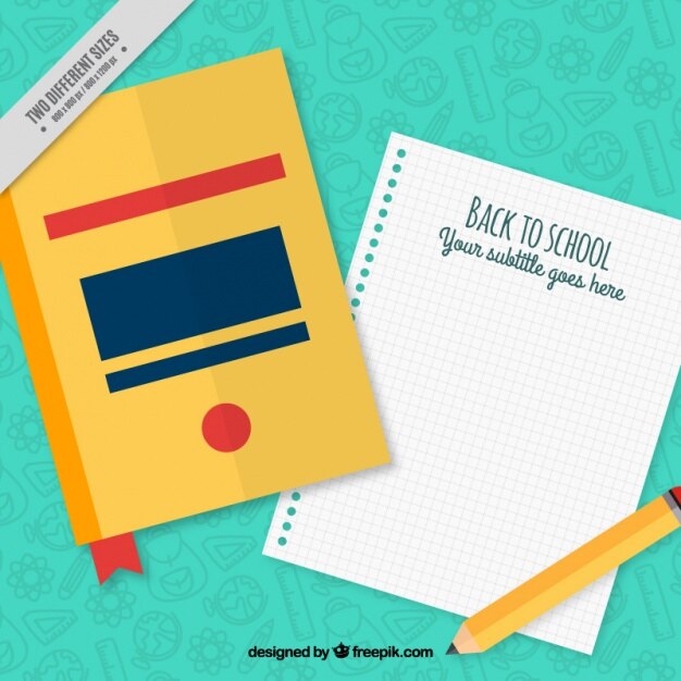 Free Vector book with a notebook and pencil