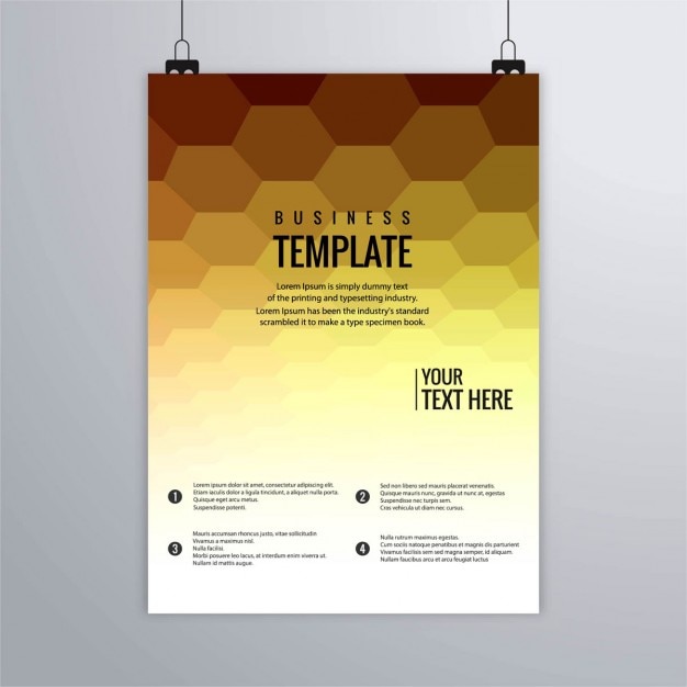 Free vector booklet with yellow hexagons