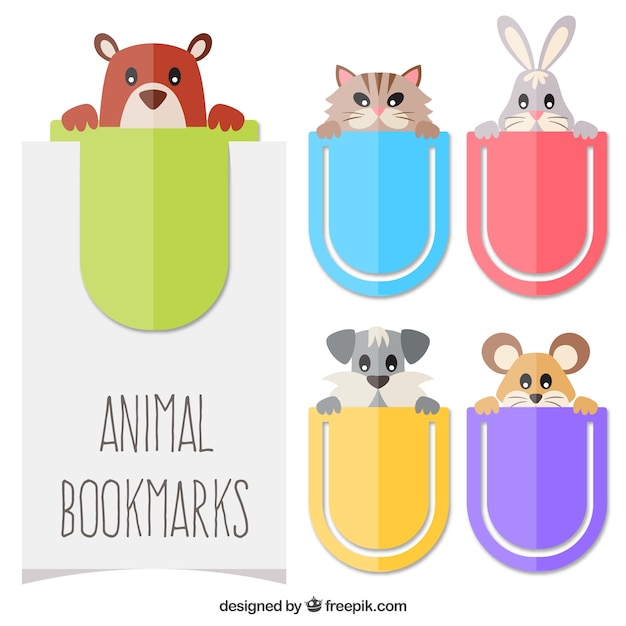 Bookmarks with animal themes Premium Vector