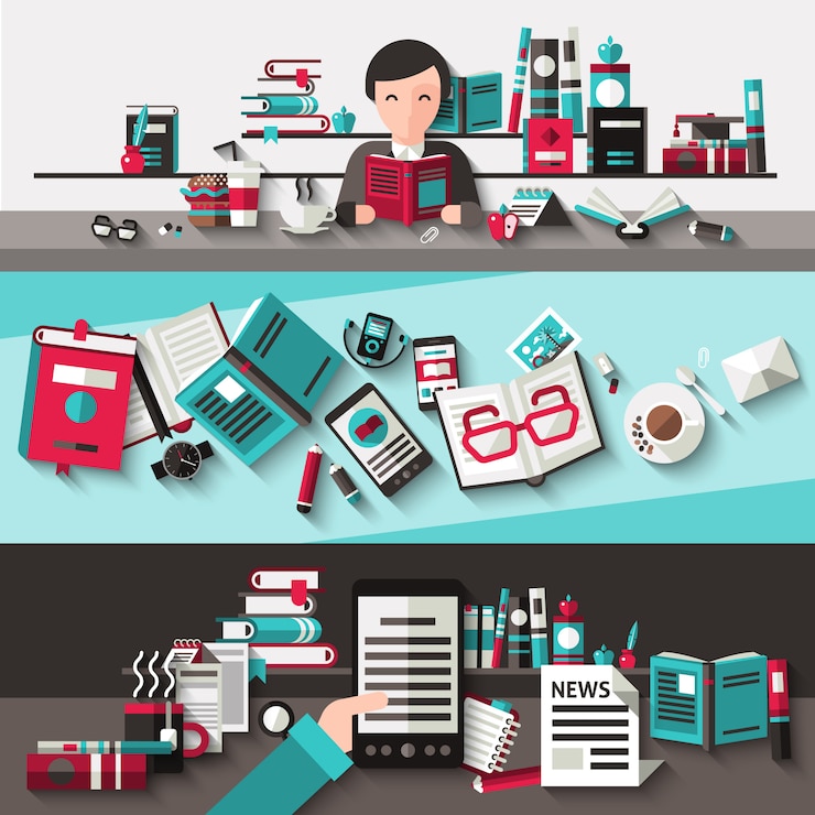 Free Vector books banners horizontal