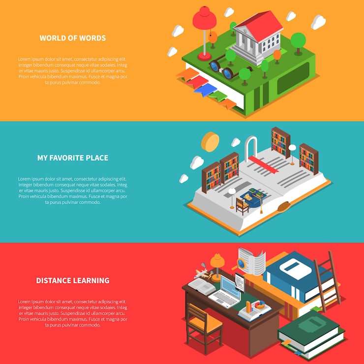 Free Vector  books banners set