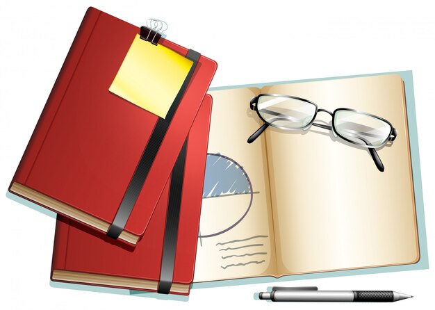 Books and eyeglasses on it