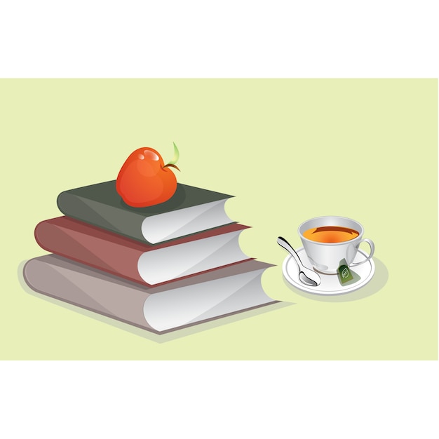 Free vector books and tea background