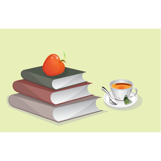 Books and tea background