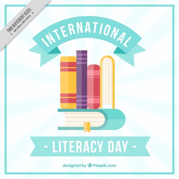 Free vector books in warm colors for literacy day