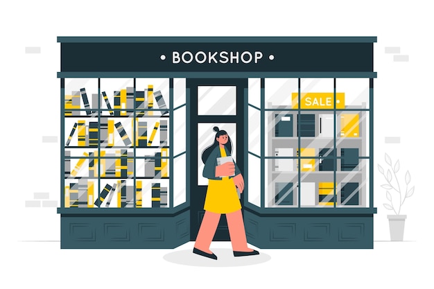 Vettore gratuito illustrazione di concetto di libreria