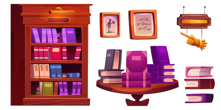 Free Vector bookstore interior elements