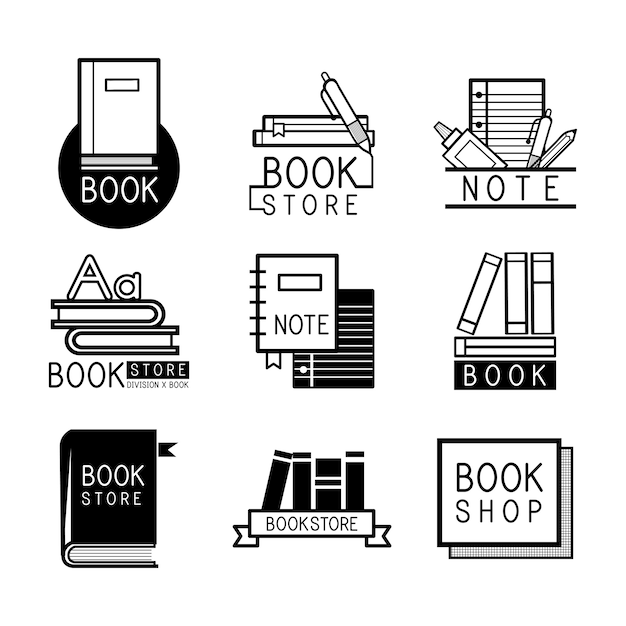 Free vector bookstore logos and sign set vector