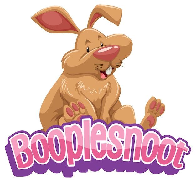 Vettore gratuito design del carattere booplesnoot con un simpatico personaggio dei cartoni animati di coniglio