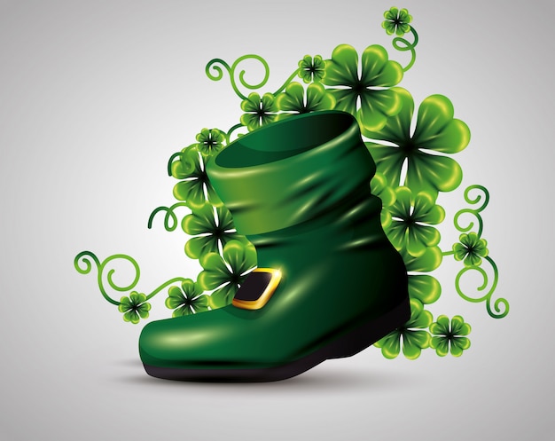 Boot with clovers plants for St Patrick's day