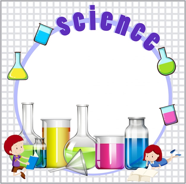 Free vector border design with children and science equipments