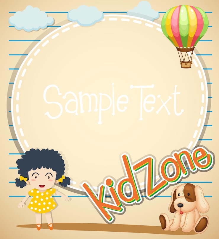 Free Vector border design with girl and toys