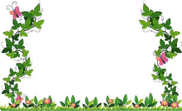 포도 나무와 나비 테두리 디자인