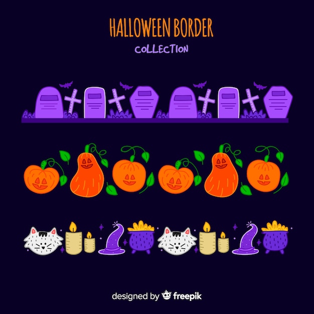 Free vector border set for halloween