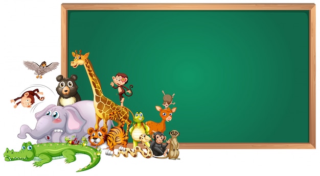 Free Vector | Border template design with cute animals Free Vector | Border template design with cute animals