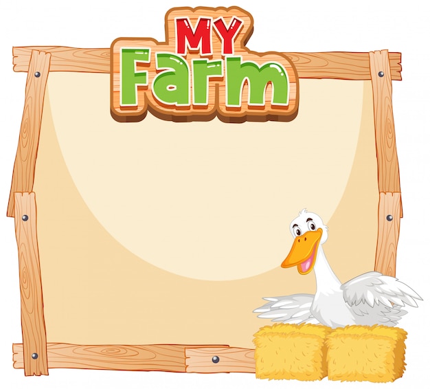 Free vector border template design with duck and hay