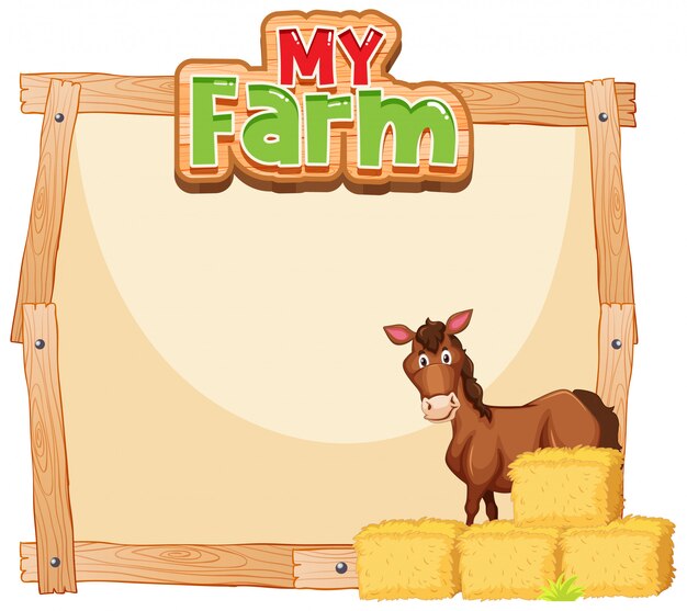 Border template design with horse and hay