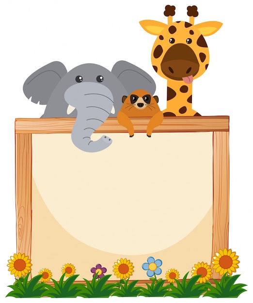 Border template with elephant and giraffe in background