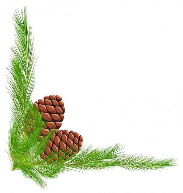 Free vector border template with pinecones and leaves