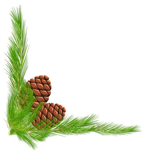Border template with pinecones and leaves