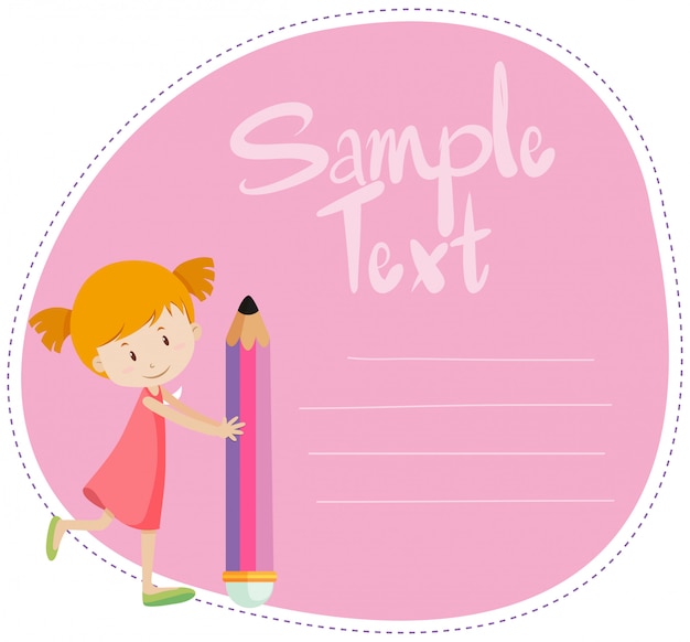 Free vector border with girl and pencil