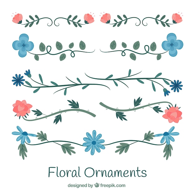 Free vector borders pack with vintage floral decoration