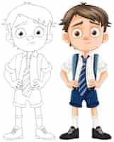 Free vector bored boy student in school uniform vector cartoon illustration