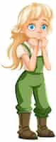 Free vector bored farmer girl in green overalls