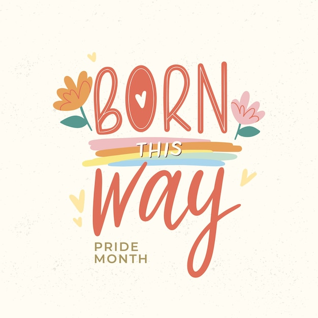 Free vector born this way lettering