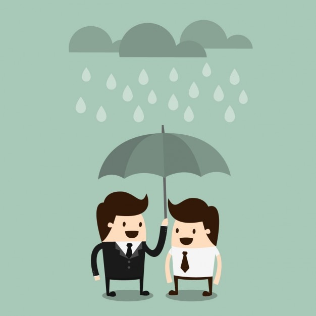 Free vector boss sharing an umbrella with an employee