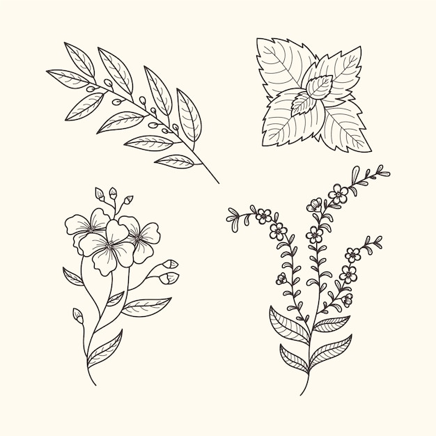 植物ハーブと花のビンテージスタイル