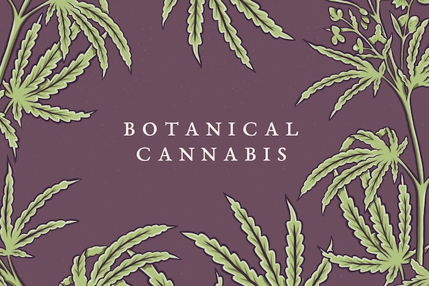 Vettore gratuito fondo botanico della foglia della cannabis