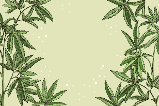 空のスペースと植物の大麻の葉の壁紙