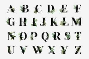 Free vector botanical capital alphabet collection vector