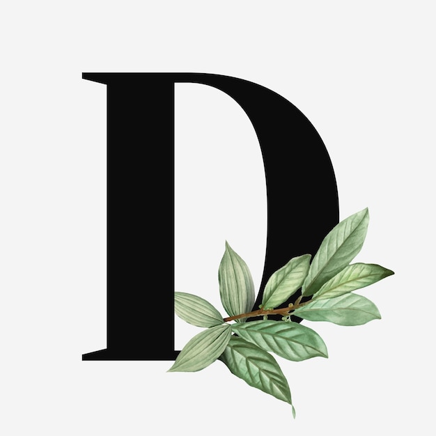 Free vector botanical capital letter d vector