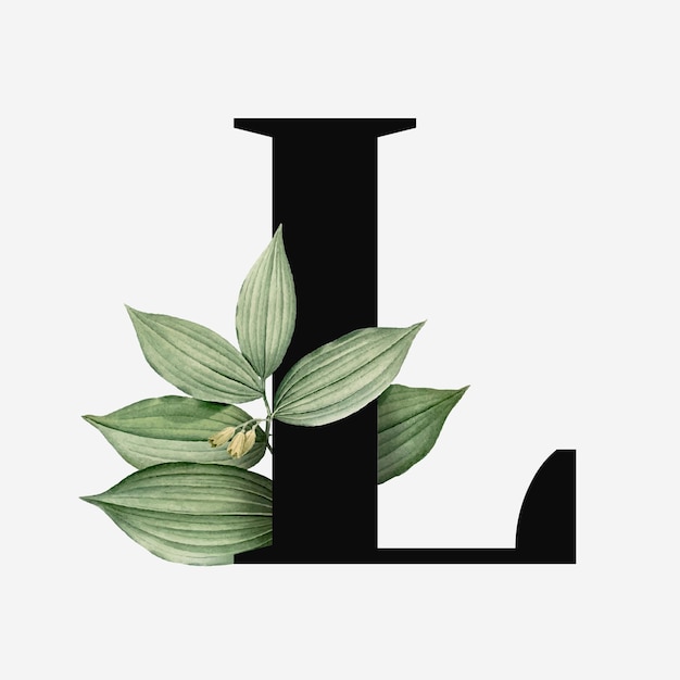 Бесплатное векторное изображение Ботаническая заглавная буква l вектор