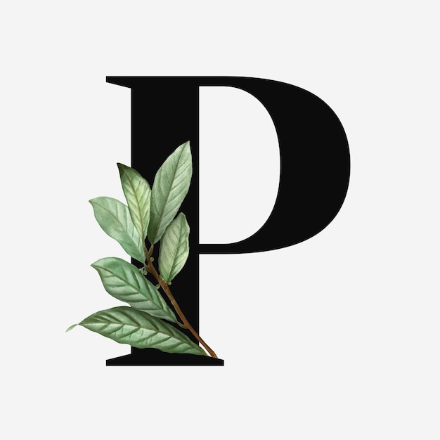 Free Vector | Botanical capital letter p vector