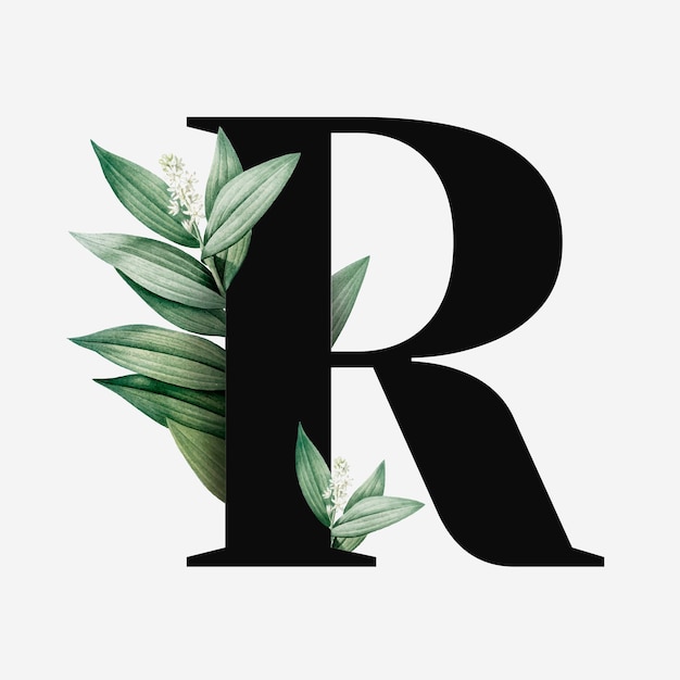 Бесплатное векторное изображение Ботаническая заглавная буква r вектор