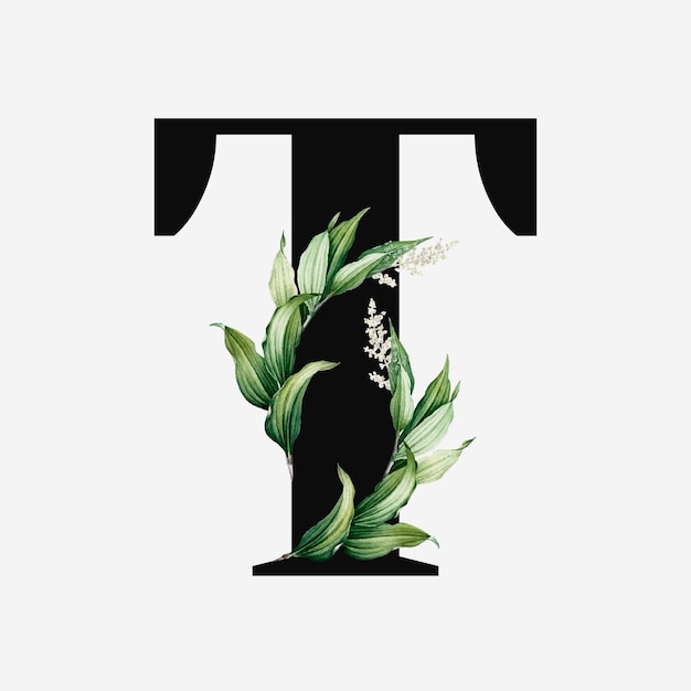 Botanical capital letter T vector